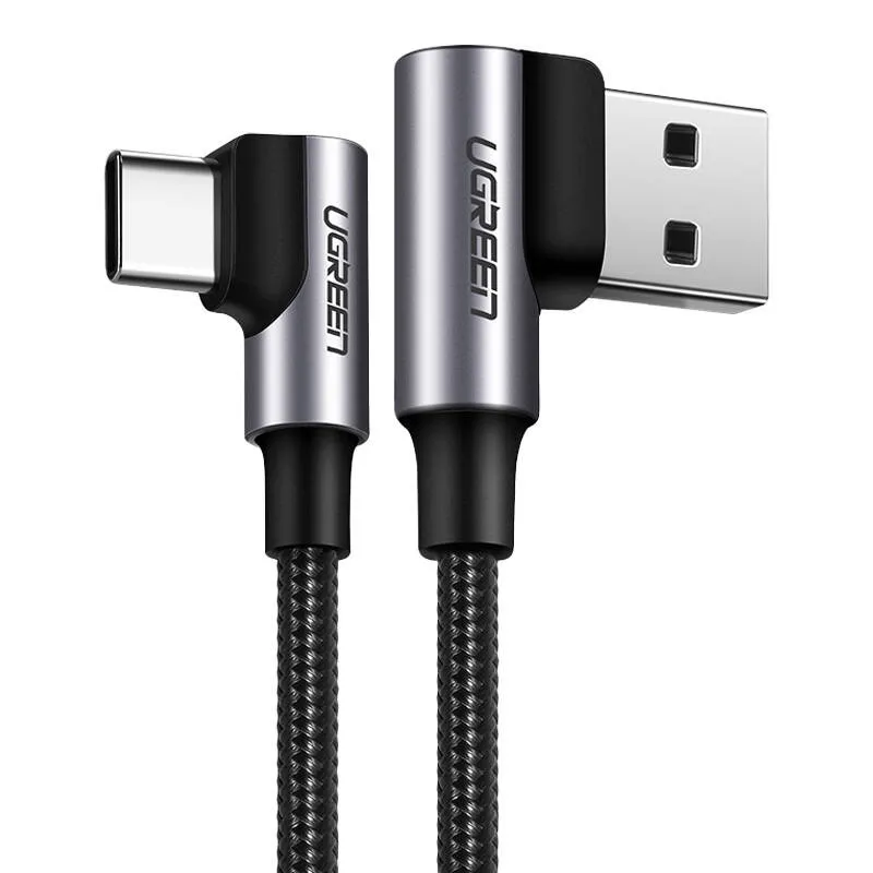 Kabel UGREEN US176 USB-A Do USB-C 2m Kątowy - Czarny