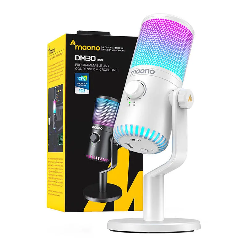 Mikrofon Gamingowy MAONO DM30RGB Pojemnościowy Kardioidalny - Biały