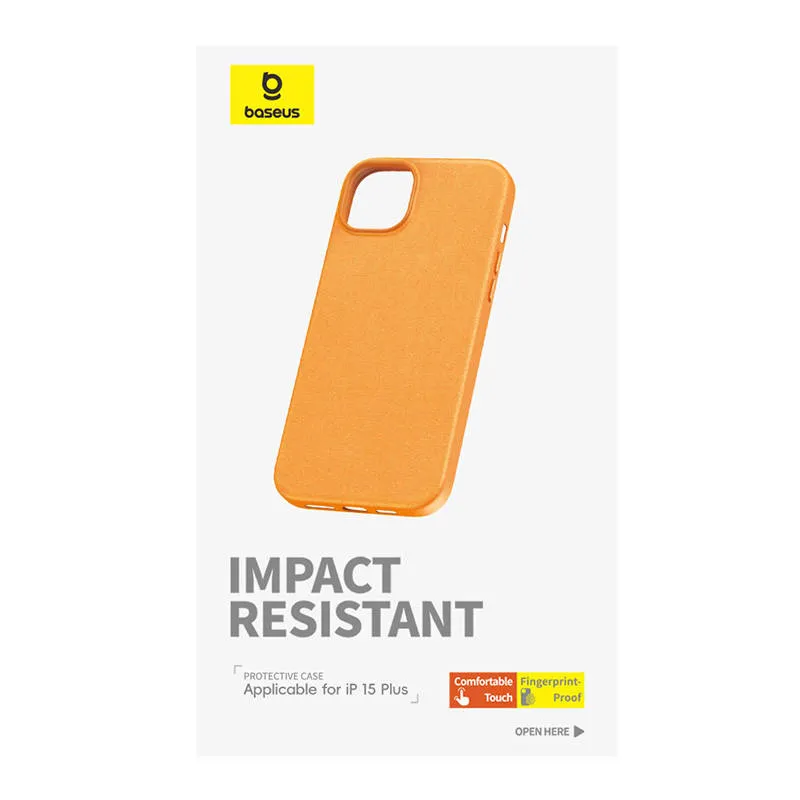 Etui BASEUS Fauxther Series IPhone 15 Plus - Pomarańczowe