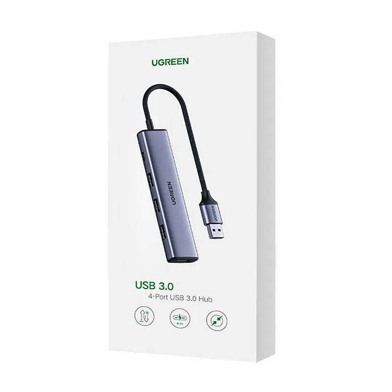Hub USB UGREEN CM473 5-PORTOWY Z USB-C I USB 3.0 - Szary