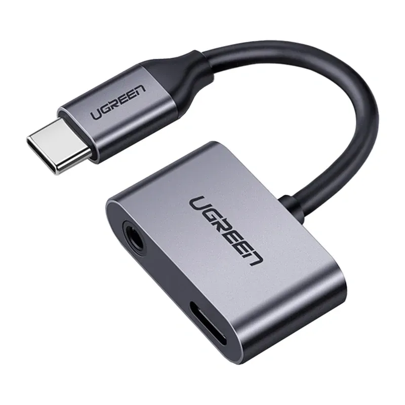 Adapter USB-C Do USB-C I Jack 3.5mm UGREEN CM193 - Szary