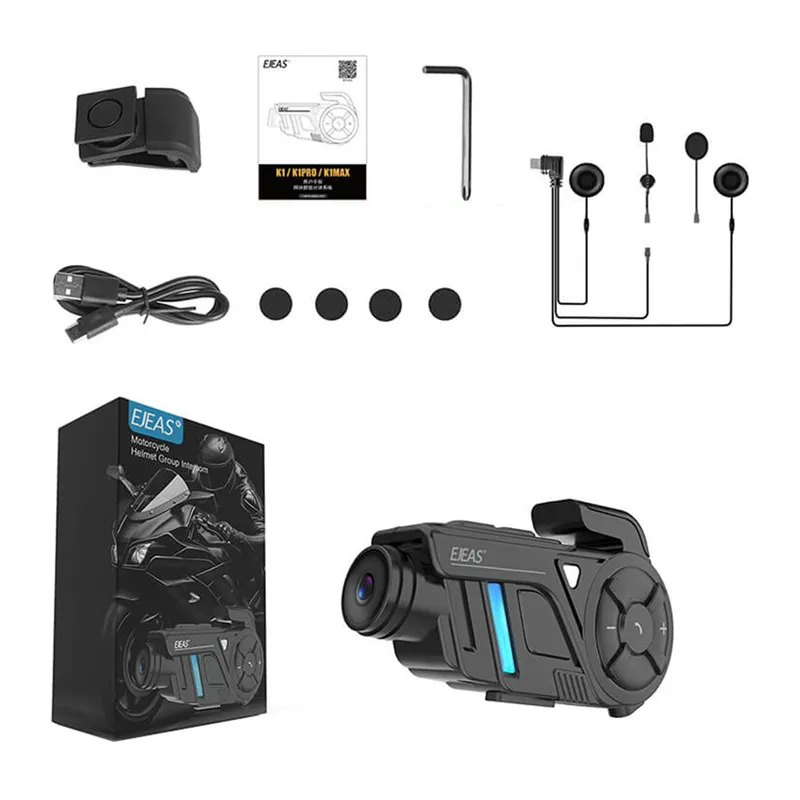 Interkom Motocyklowy EJEAS K1PRO Z Rejestratorem - Mesh 3.0