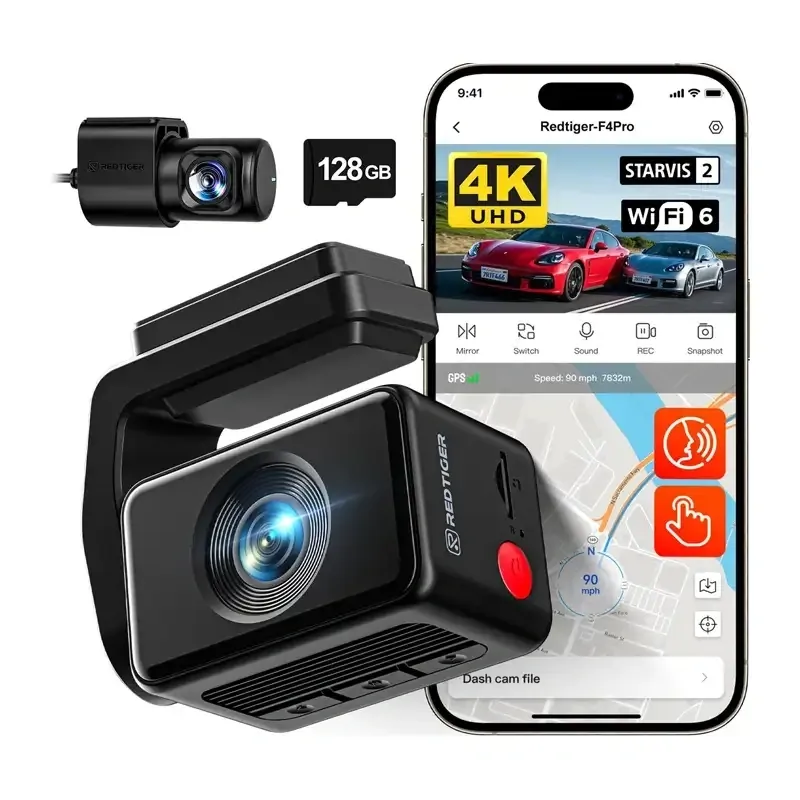 Wideorejestrator REDTIGER F4 Pro WIFI 4K + 1080P 128GB