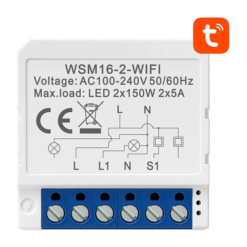 Przekaźnik AVATTO WSM16-W2 Wi-Fi 2-KANAŁOWY Tuya - Biały