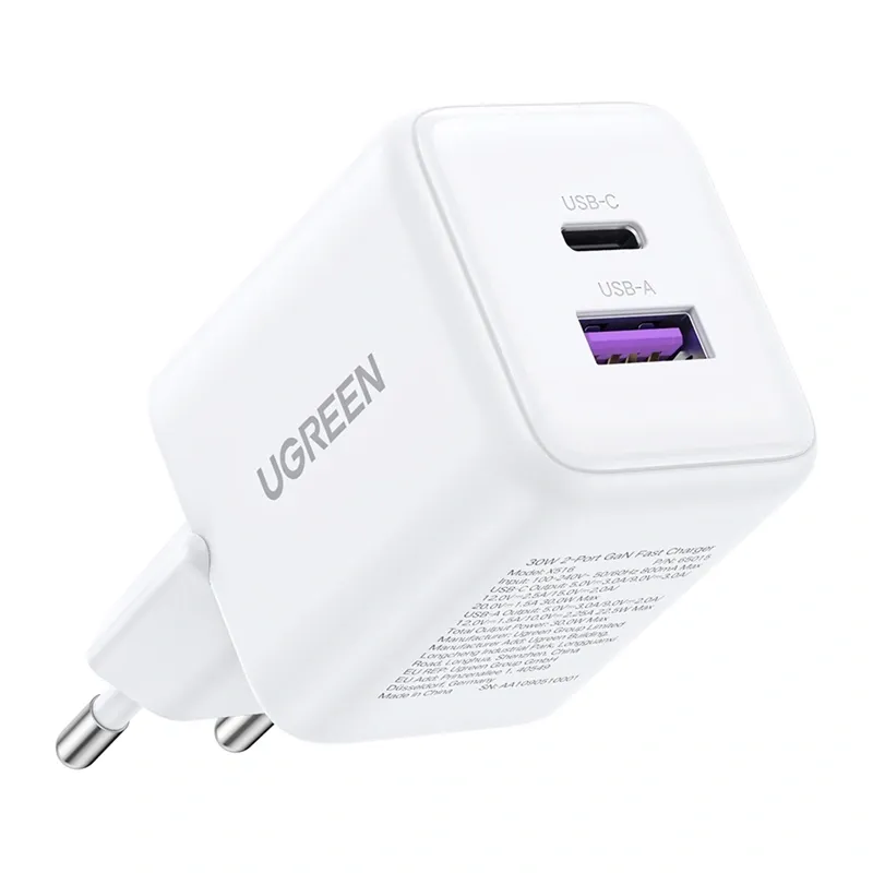 Ładowarka Sieciowa UGREEN X516 USB + USB-C GaN 30W - Biała
