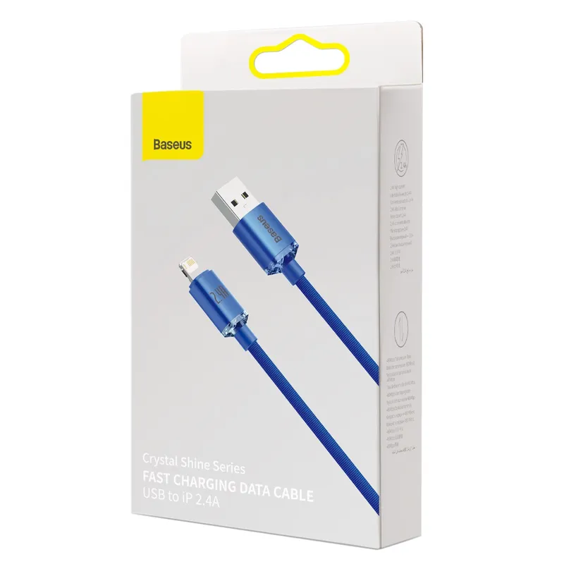 Kabel BASEUS Crystal Shine USB-A Do Lightning 1,2m - Niebieski