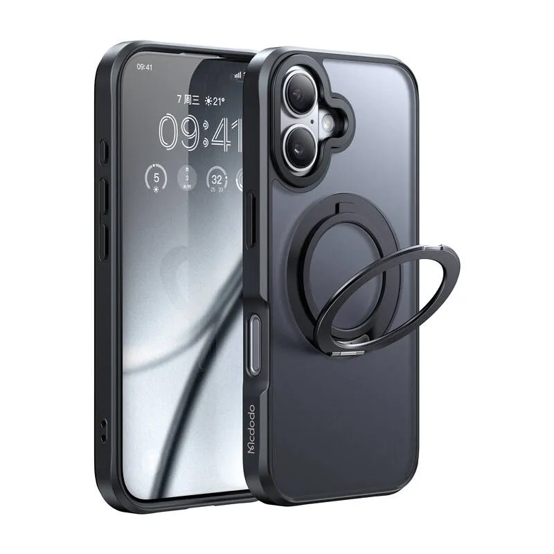 Etui MCDODO PC-4930 MagSafe Do IPhone 16 Ze Stojakiem - Czarne