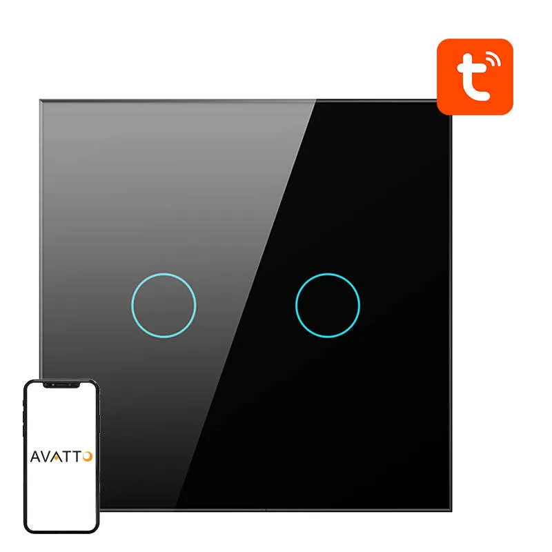 Włącznik Światła AVATTO ZTS02-EU-B2 ZigBee 2-KANAŁOWY - Czarny