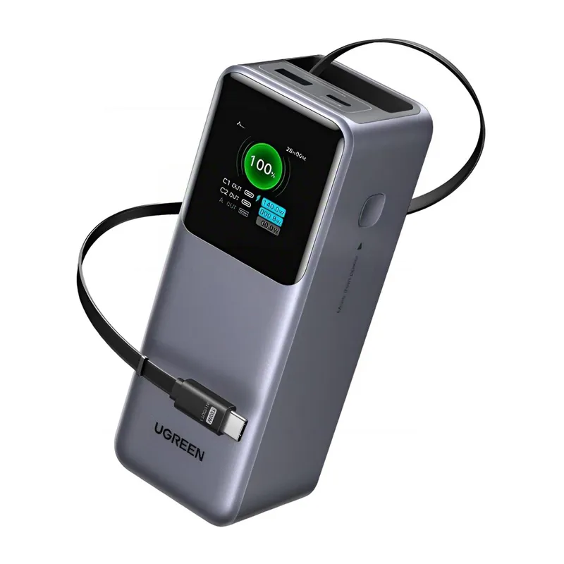 Powerbank UGREEN 20000mAh 165W USB-C Z Wbudowanym Kablem - Szary