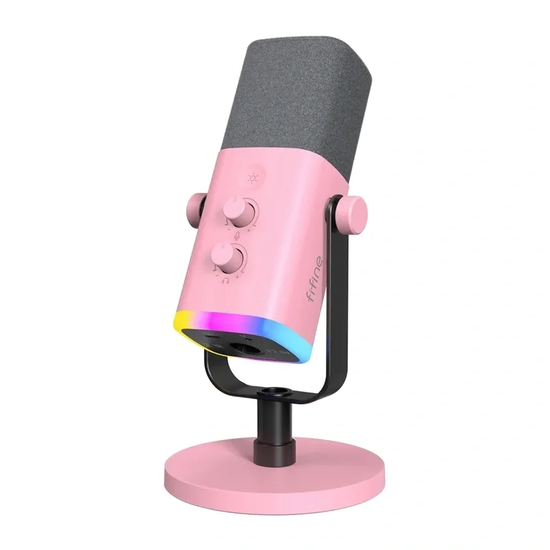 Mikrofon Gamingowy FIFINE AM8 USB-C/XLR RGB - Różowy