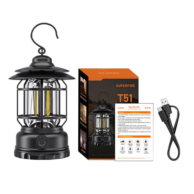 Lampa Kempingowa SUPERFIRE T51 USB-C 5W - Czarny