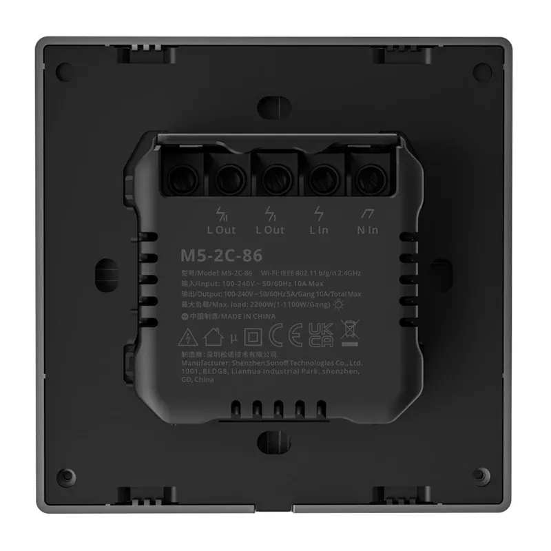 Inteligentny Przełącznik Ścienny WIFI SONOFF M5 2C 2-KANAŁOWY - Szary