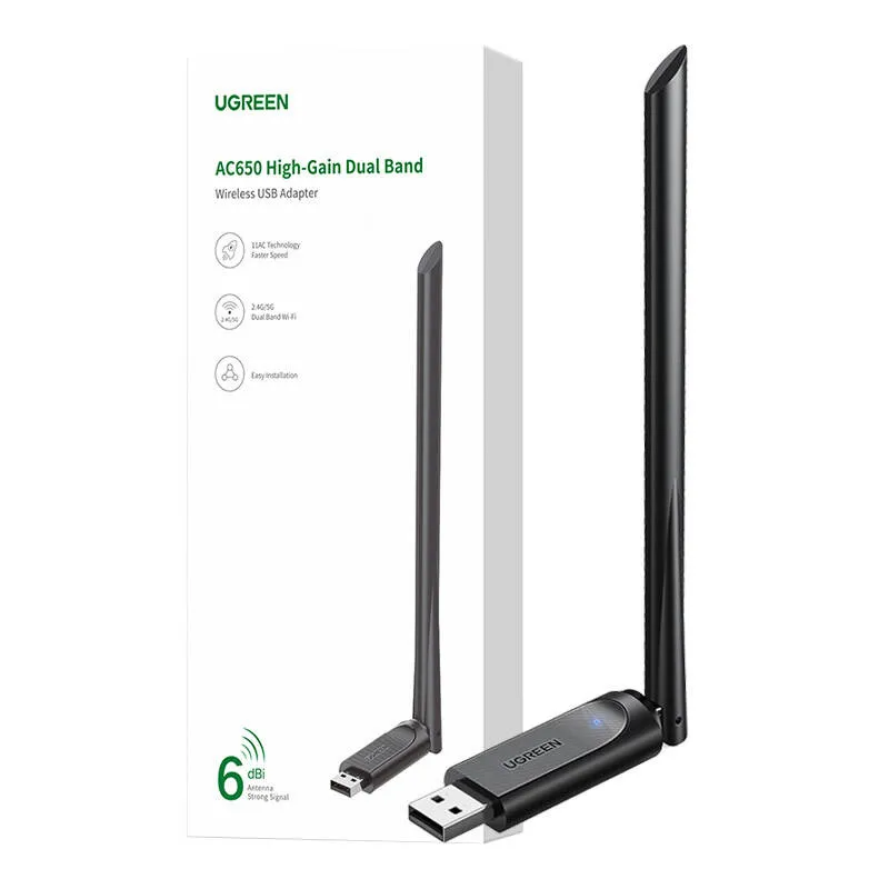 Adapter USB Karta Sieciowa UGREEN 90339 Wi-Fi 433 Mb/S - Czarna
