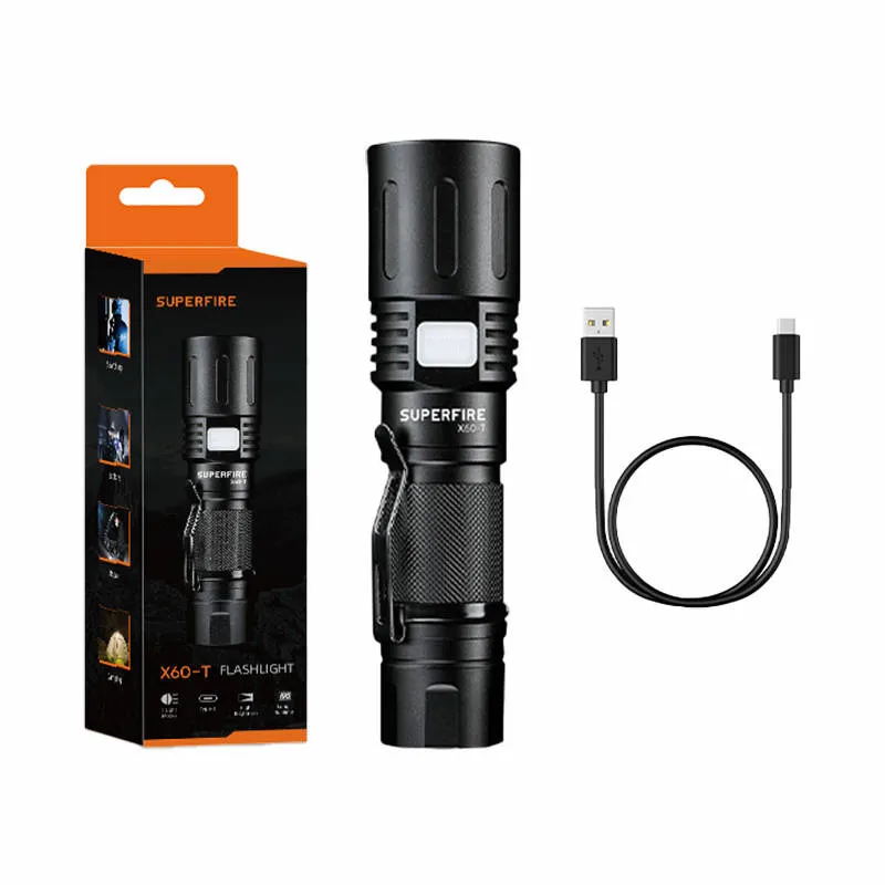 Latarka SUPERFIRE X60-T 1500LM USB-C - Czarna