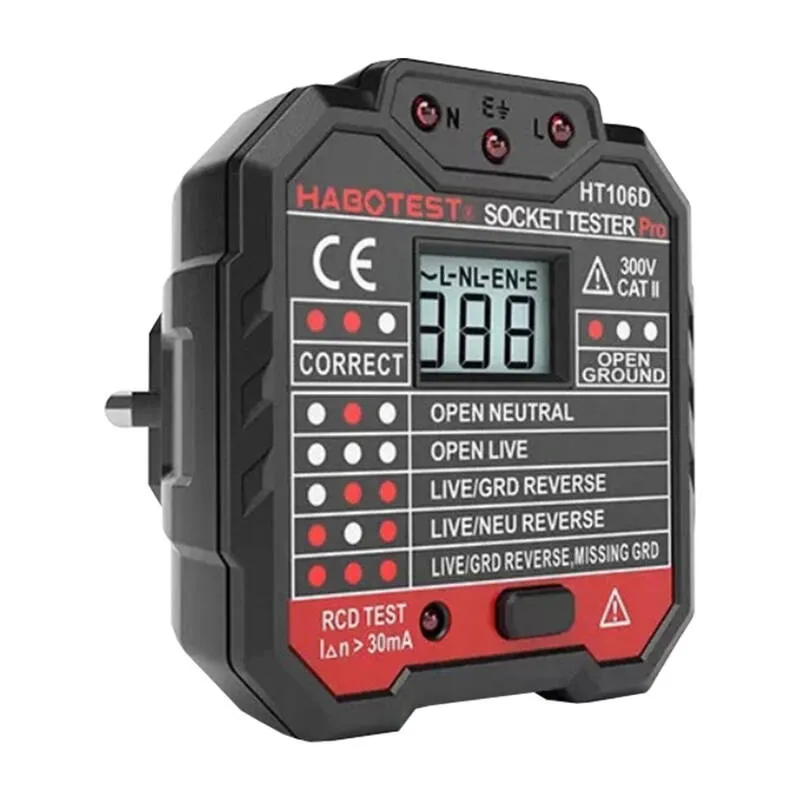 Tester Gniazd HABOTEST HT106D Z Wyświetlaczem LCD