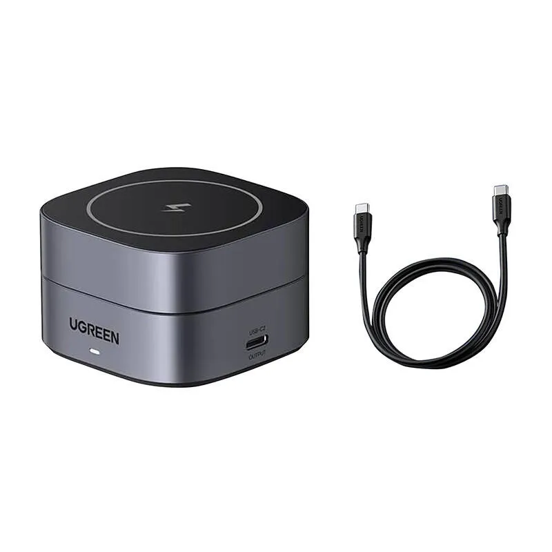 Ładowarka Indukcyjna UGREEN W256 20W Qi 2w1 Z Kablem USB-C - Czarna