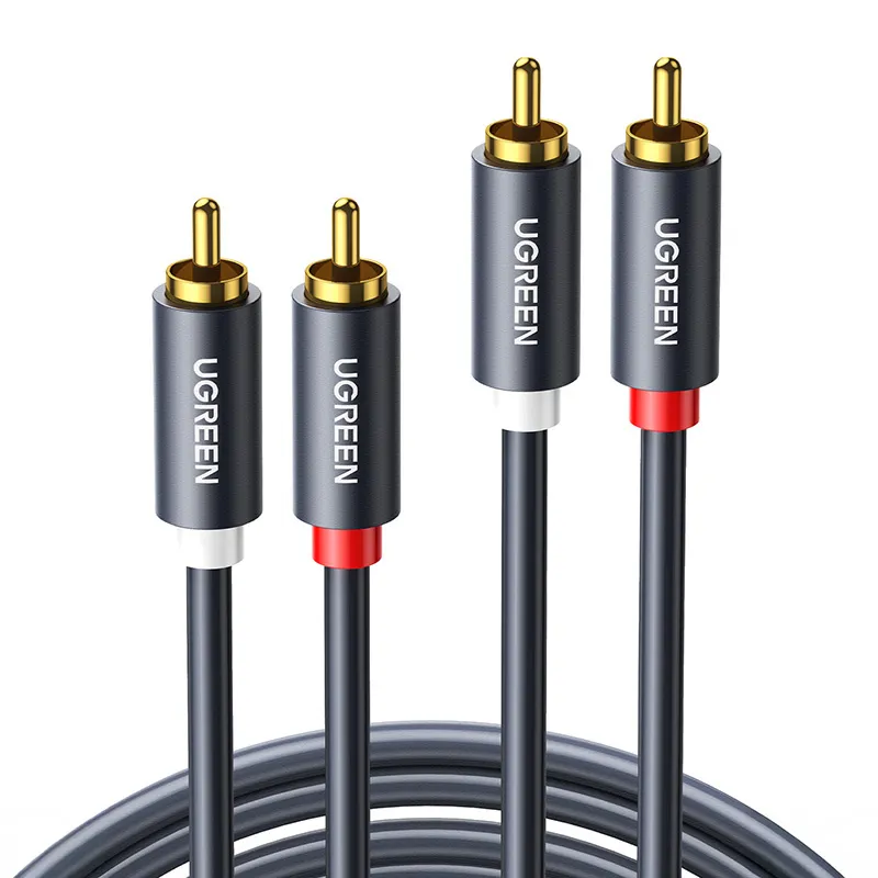 Kabel UGREEN AV104 2XRCA 1m Pozłacany - Czarny