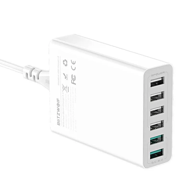 Ładowarka Sieciowa BLITZWOLF BW-S15 60W 6XUSB-A - Biała