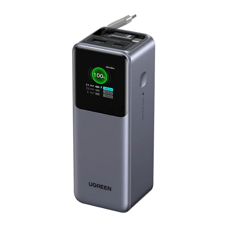 Powerbank UGREEN 20000mAh 165W USB-C Z Wbudowanym Kablem - Szary
