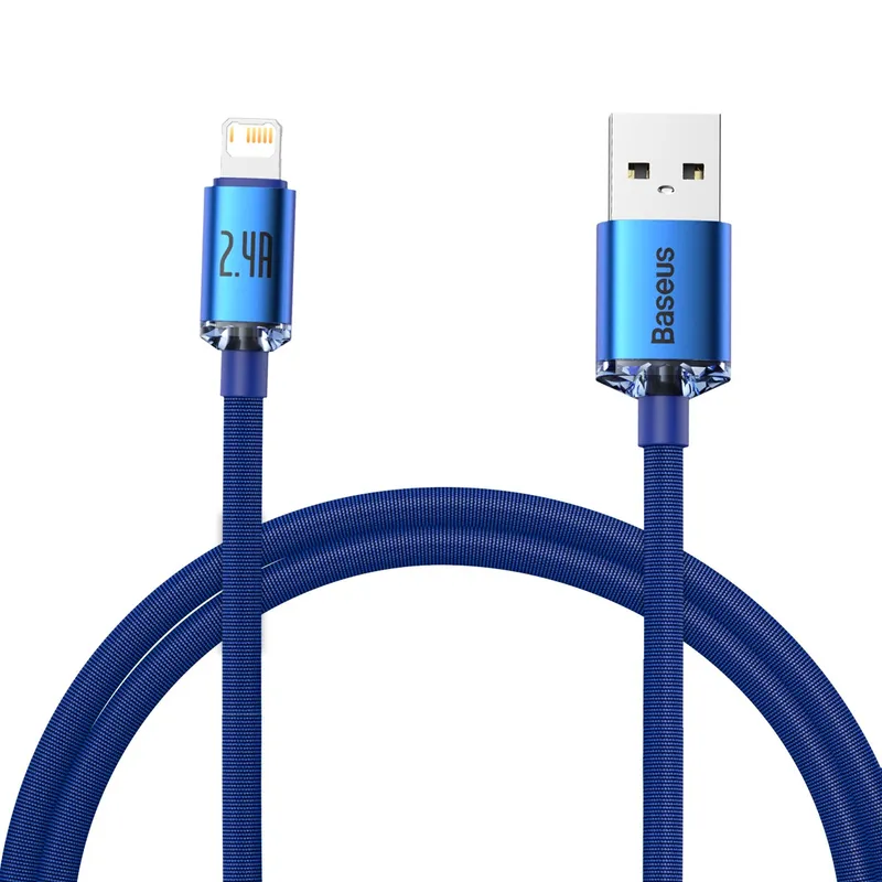 Kabel BASEUS Crystal Shine USB-A Do Lightning 1,2m - Niebieski