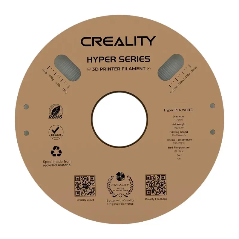 Filament CREALITY Hyper PLA 1 kg Do Druku 3D Prędkość Do 600 Mm/S - Biały