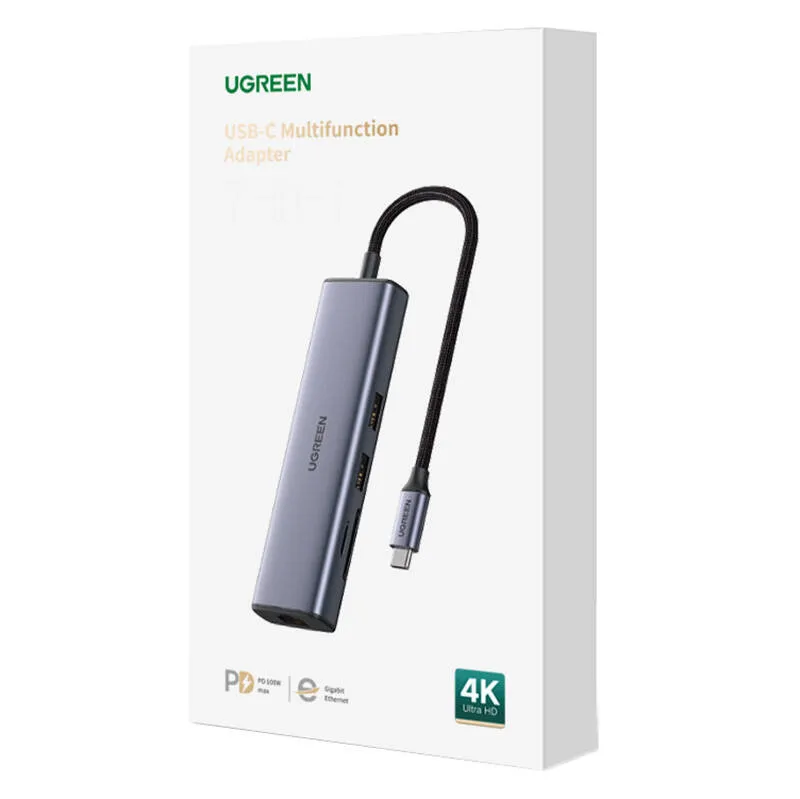 Hub UGREEN Revodok CM512 USB-C 6w1 HDMI RJ45 SD - Czarny