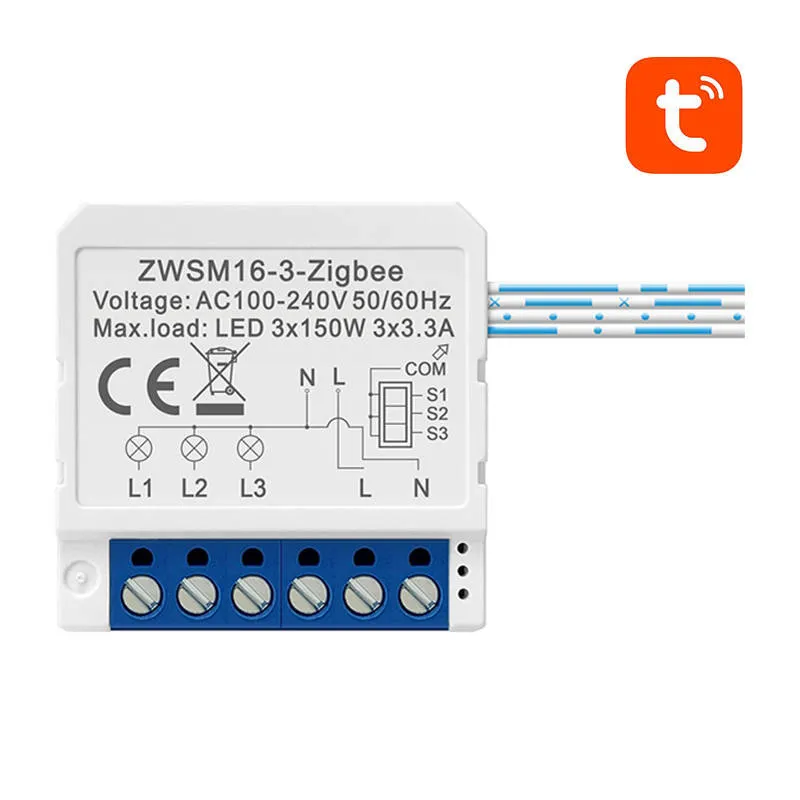 Przekaźnik AVATTO ZWSM16-W3 ZigBee 3-KANAŁOWY Tuya - Biały
