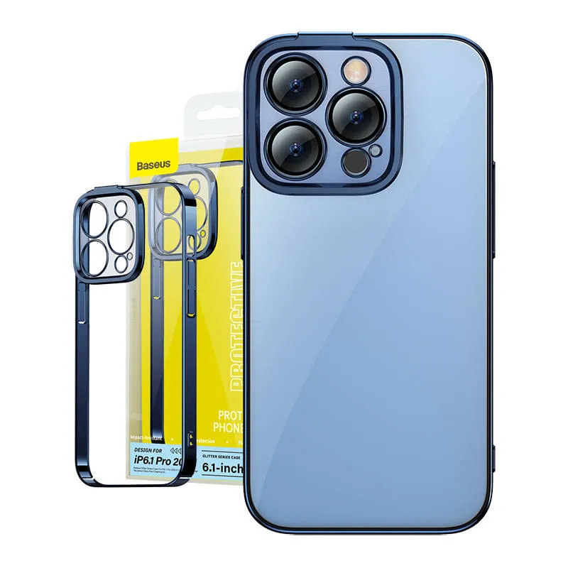 Etui I Szkło Hartowane BASEUS Glitter Do IPhone 14 Pro - Niebieski