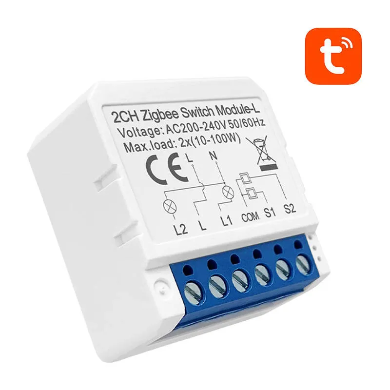 Przełącznik Dopuszkowy AVATTO LZWSM16-W2 Zigbee 2-KANAŁOWY - Biały