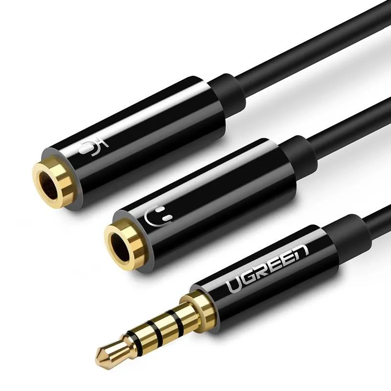 UGREEN AV141 Rozdzielacz Audio AUX Mini Jack 3,5 mm 20cm - Czarny