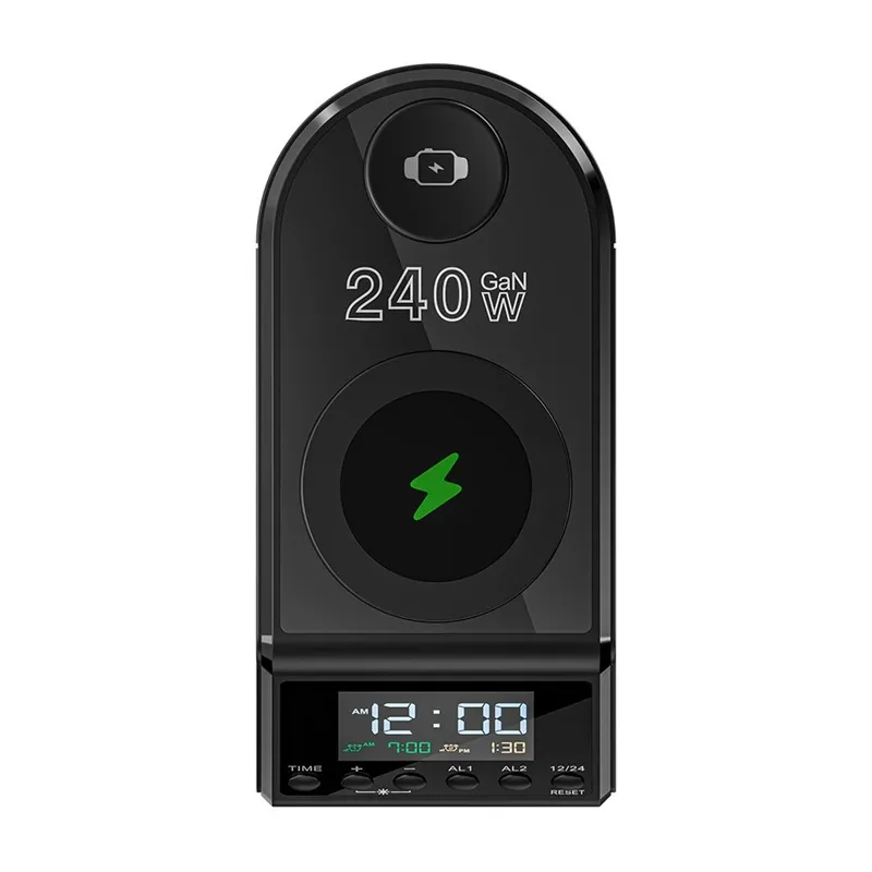 Budzik BLITZWOLF BW-FW10 Z Ładowarką 240W 2XUSB-A 4XUSB-C - Czarny