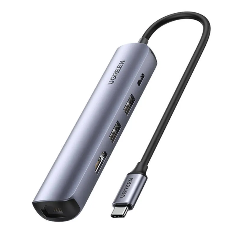 Hub USB-C UGREEN CM418 5w1 Z HDMI 4K I Ładowaniem PD 100W - Szary