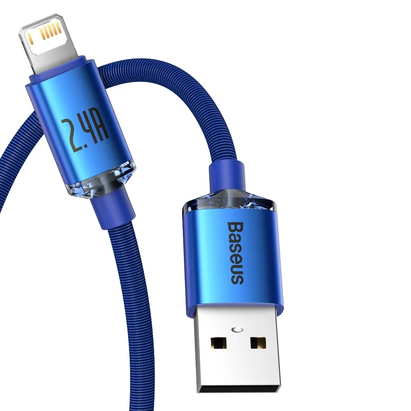Kabel BASEUS Crystal Shine USB-A Do Lightning 1,2m - Niebieski