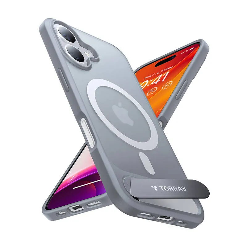 Etui Magnetyczne TORRAS Pstand Series IPhone 16 Plus - Szare