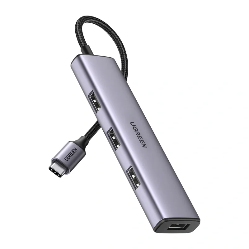 Hub USB UGREEN CM473 4w1 USB-C 4X USB 3.0 - Szary