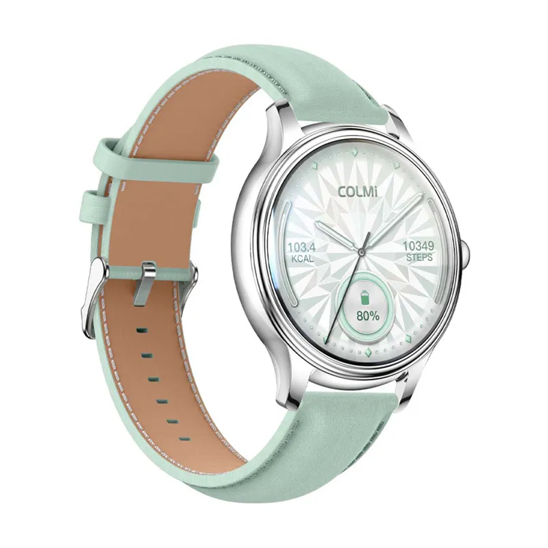 Smartwatch COLMI L28 Z Ekranem AMOLED I Pulsoksymetrem - Srebrno-Zielony