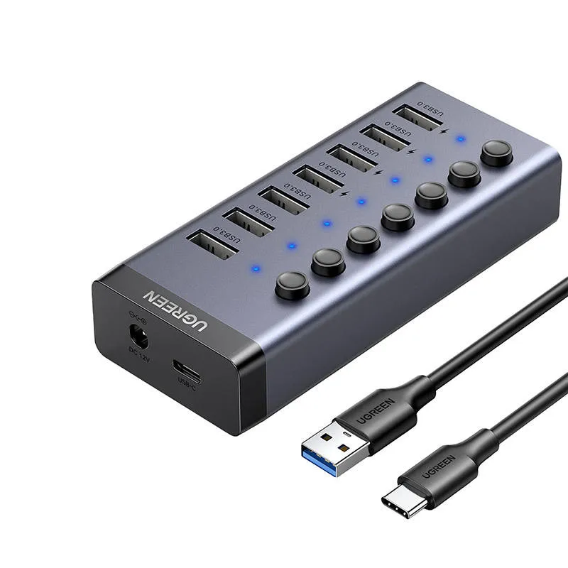 Hub UGREEN CM481 7-PORTOWY USB 3.0 Z Ładowaniem - Czarny