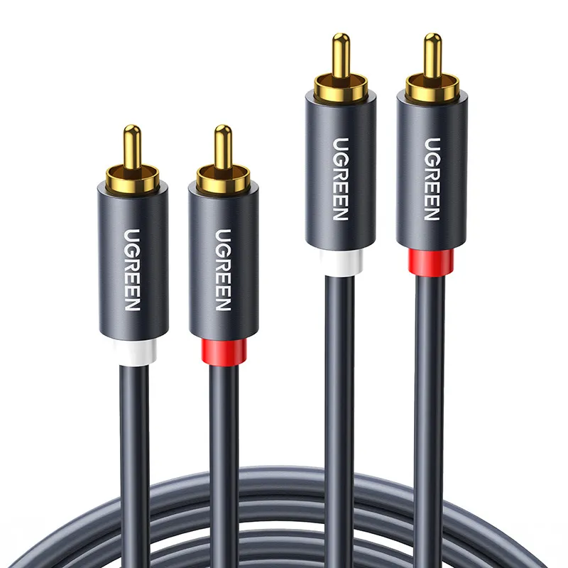 Przewód Audio 2X RCA UGREEN AV104 2m Pozłacany - Czarny