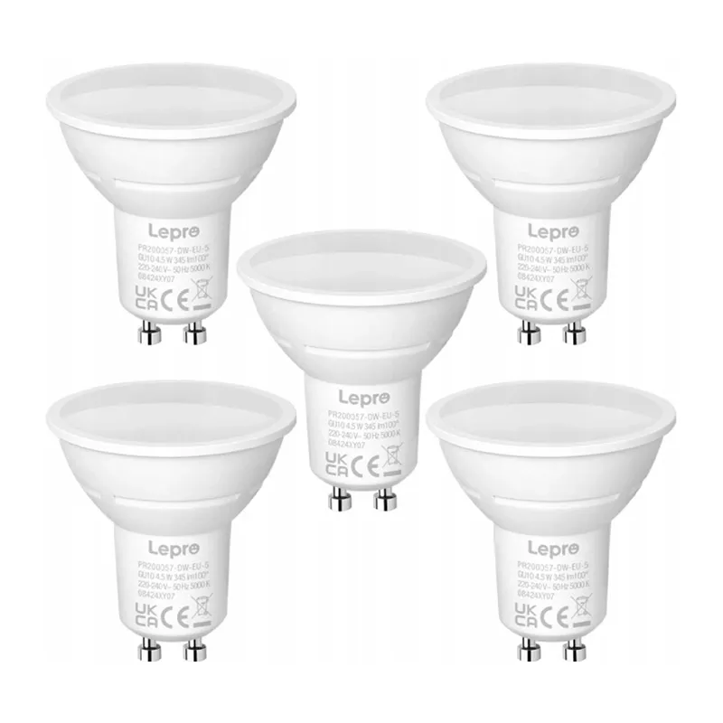 Żarówka LED LEPRO GU10 4,5W (50W) 345LM 5000K 100° 5 szt. - Zimna Biel
