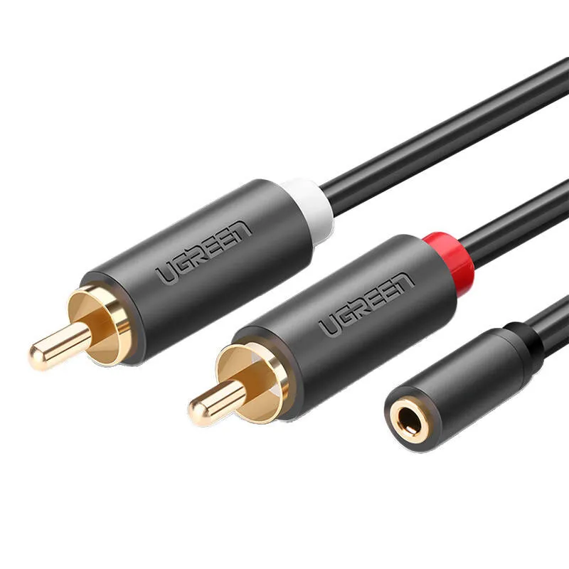 Kabel UGREEN AV102 2X RCA Jack 3.5mm 0.25m - Czarny