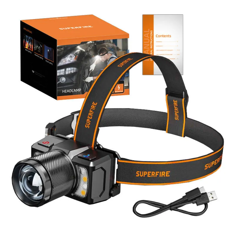 Latarka Czołowa SUPERFIRE HL25 700LM USB-C - Czarny