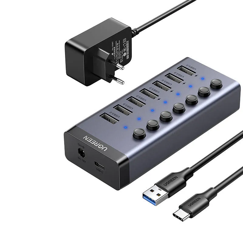 Hub UGREEN CM481 7-PORTOWY USB 3.0 Z Ładowaniem - Czarny