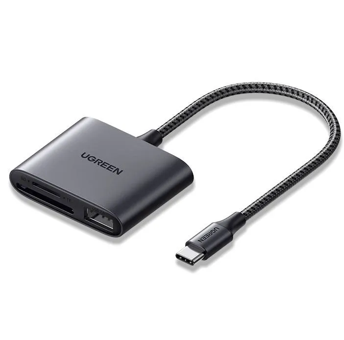 Czytnik Kart UGREEN CM387 USB-C SD/MicroSD Z Portem USB - Czarny