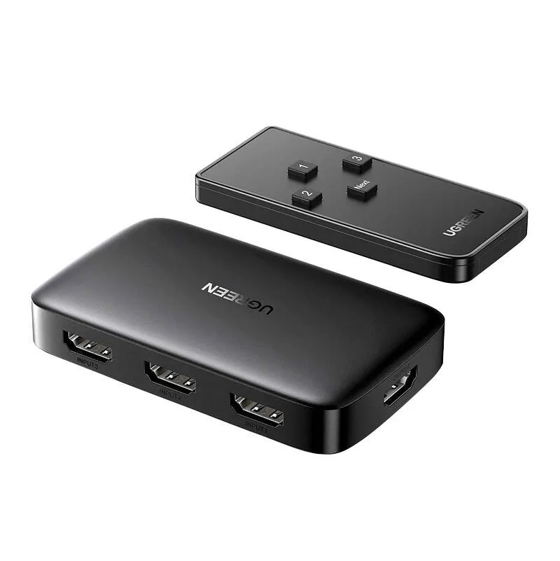 Przełącznik HDMI UGREEN CM332 3x1 Z Pilotem - Czarny
