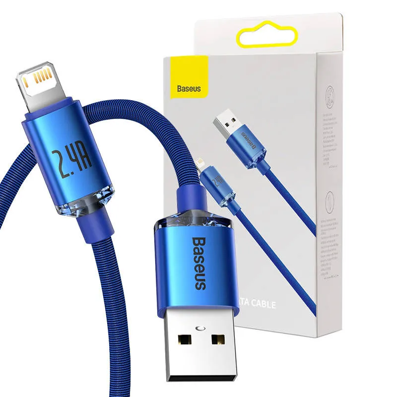 Kabel BASEUS Crystal Shine USB-A Do Lightning 1,2m - Niebieski
