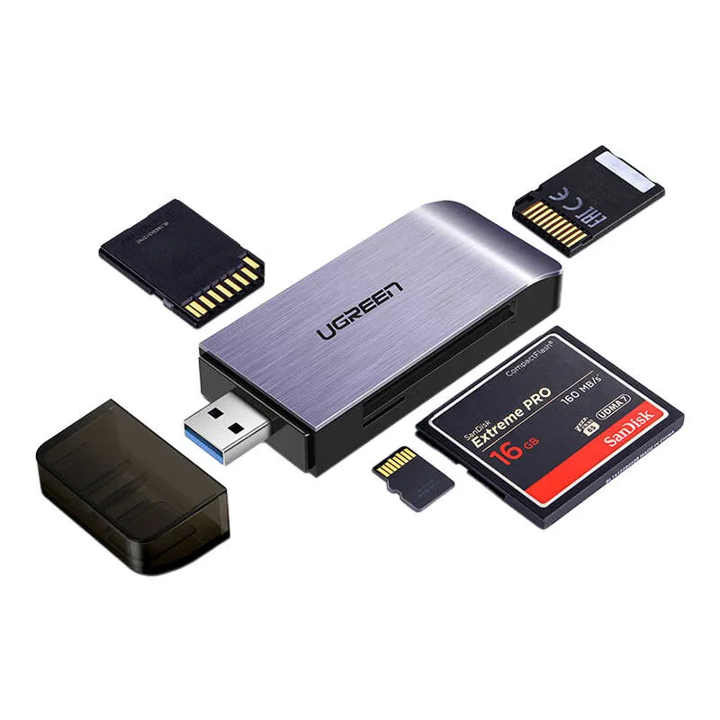 Czytnik Kart UGREEN CM180 USB 3.0 4w1 SD/MicroSD/CF/MS - Srebrny