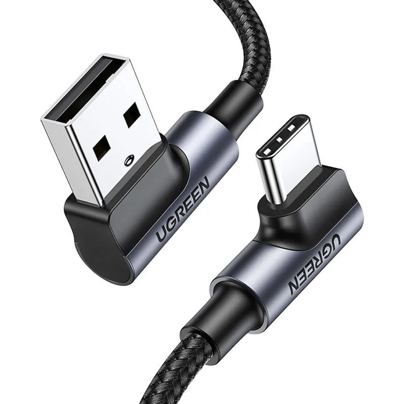 Kabel UGREEN US176 USB-A Do USB-C 2m Kątowy - Czarny