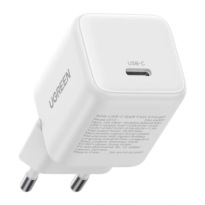 Ładowarka Sieciowa UGREEN X513 GaN 30W USB-C Z Kablem - Biała