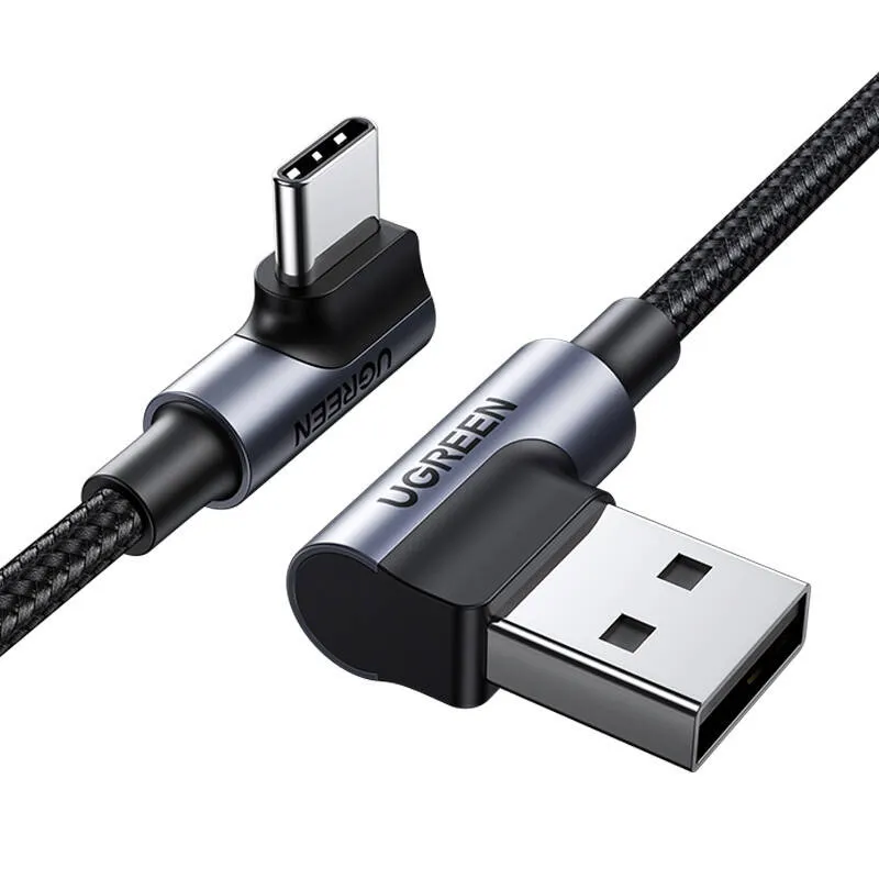 Kabel UGREEN US176 USB-A Do USB-C 2m Kątowy - Czarny
