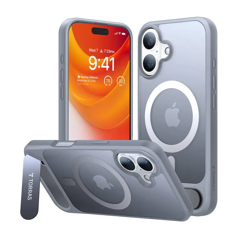 Etui Magnetyczne TORRAS Pstand Series IPhone 16 Plus - Szare
